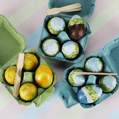 Schokoeier im Eierkarton "Frohe Ostern" personalisiert mit Wunschname | 4 Löffeleier