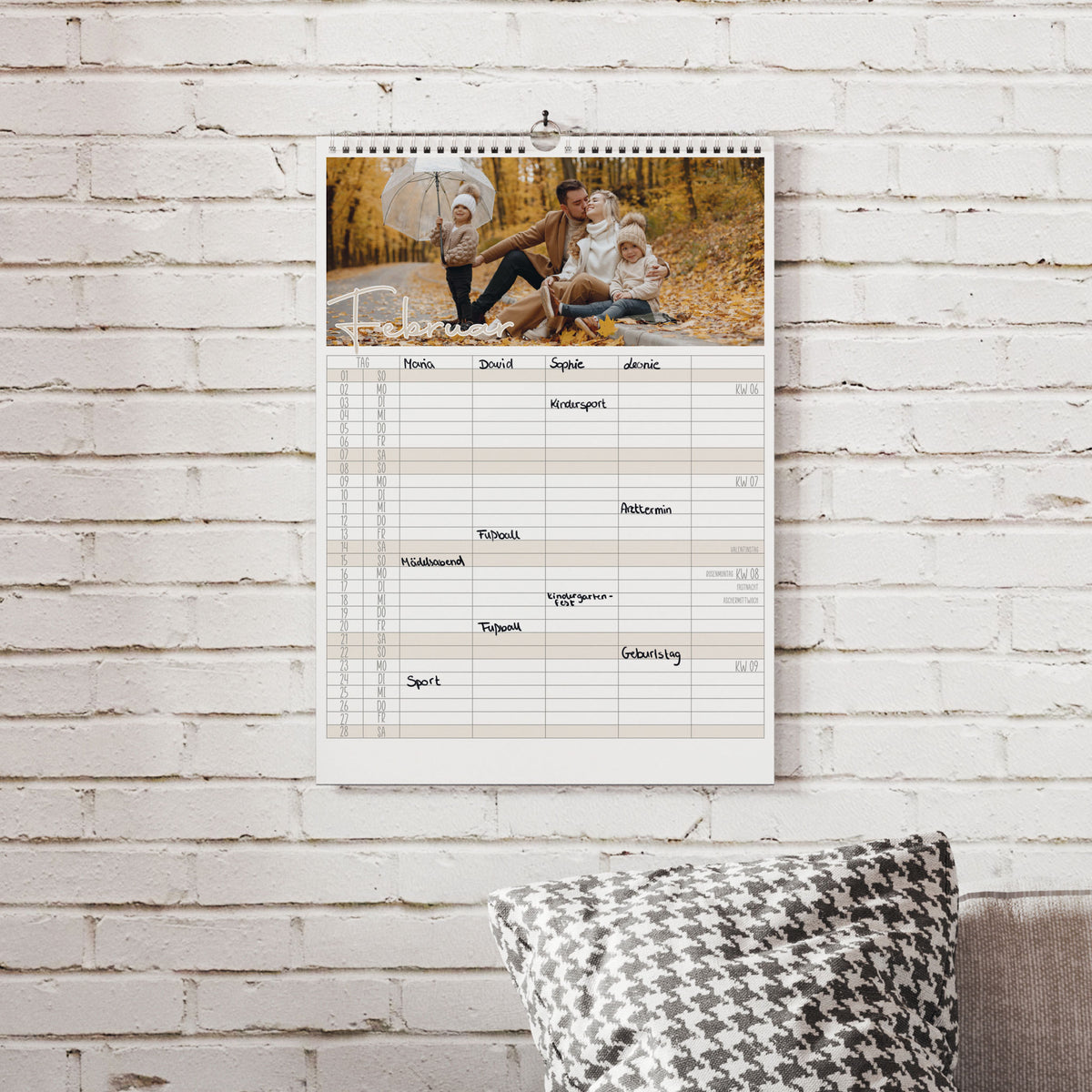Familien - Wandkalender mit Textspalten für Aktivitäten