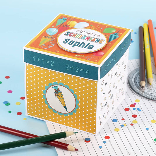 Überraschungsbox zur Einschulung mit Name