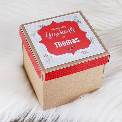 Wärmendes Wintergeschenk - Überraschungsbox mit Alkohol als Verpackung für Geld & Gutscheine