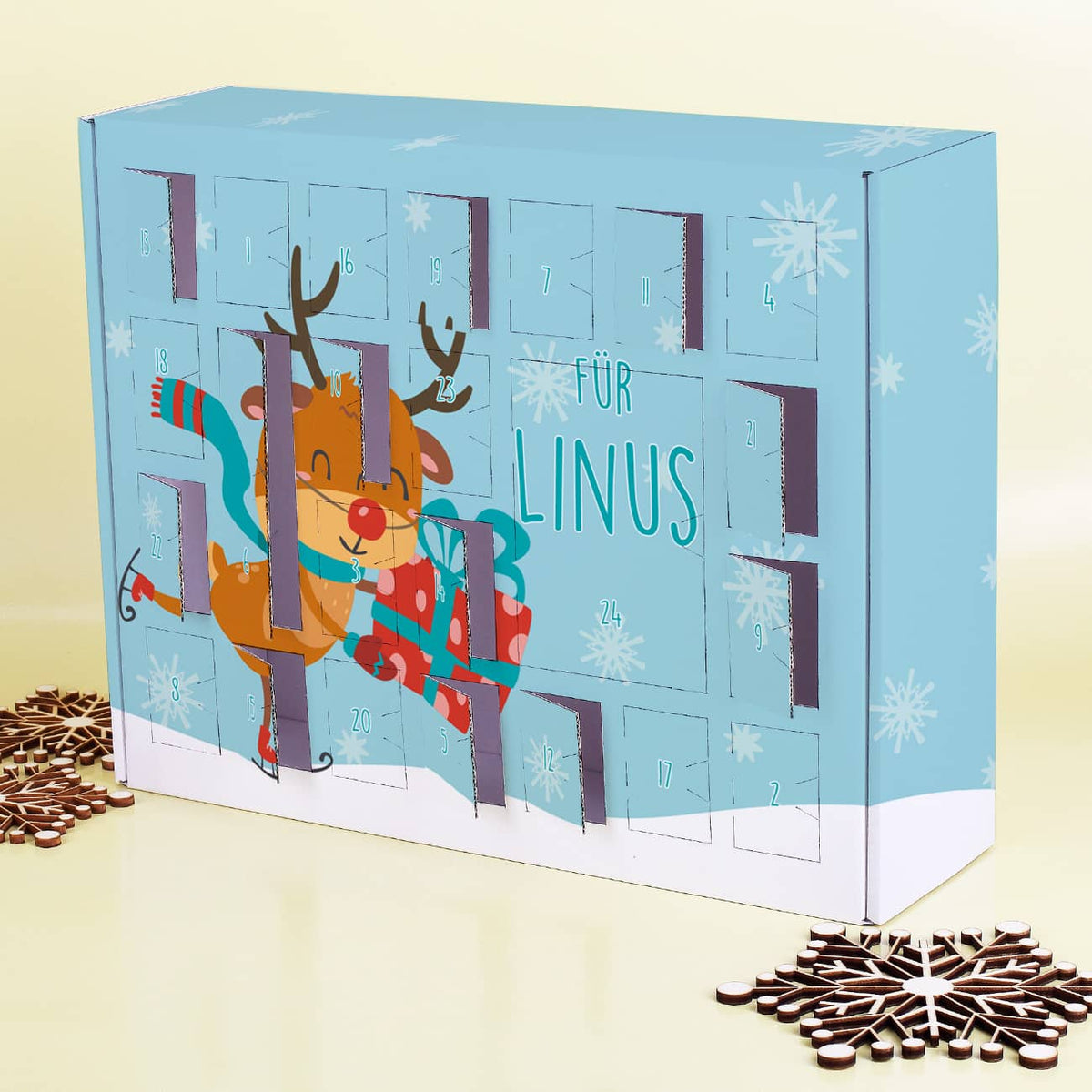 Adventskalender zum selber Füllen mit niedlichem Rentier