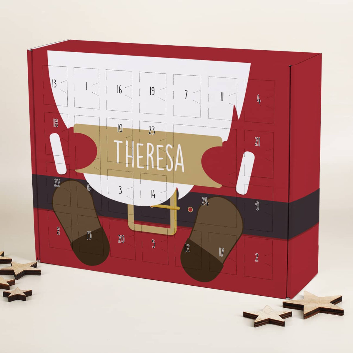 Weihnachtsmann-Adventskalender mit Ihrem Wunschnamen