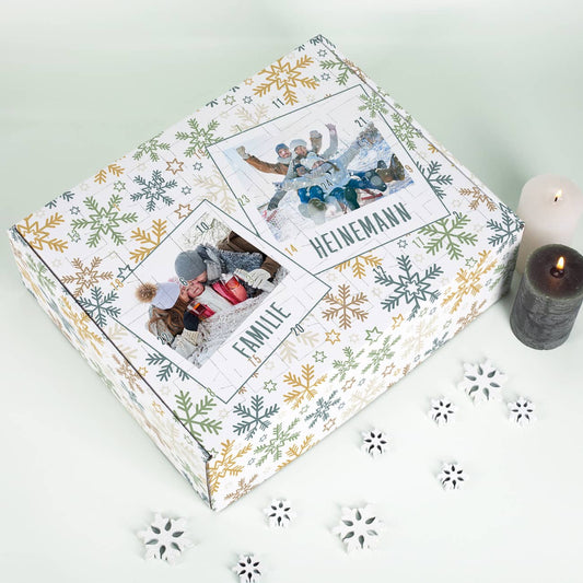 Adventskalender zum Befüllen mit zwei Fotos und Ihren Wunschtexten