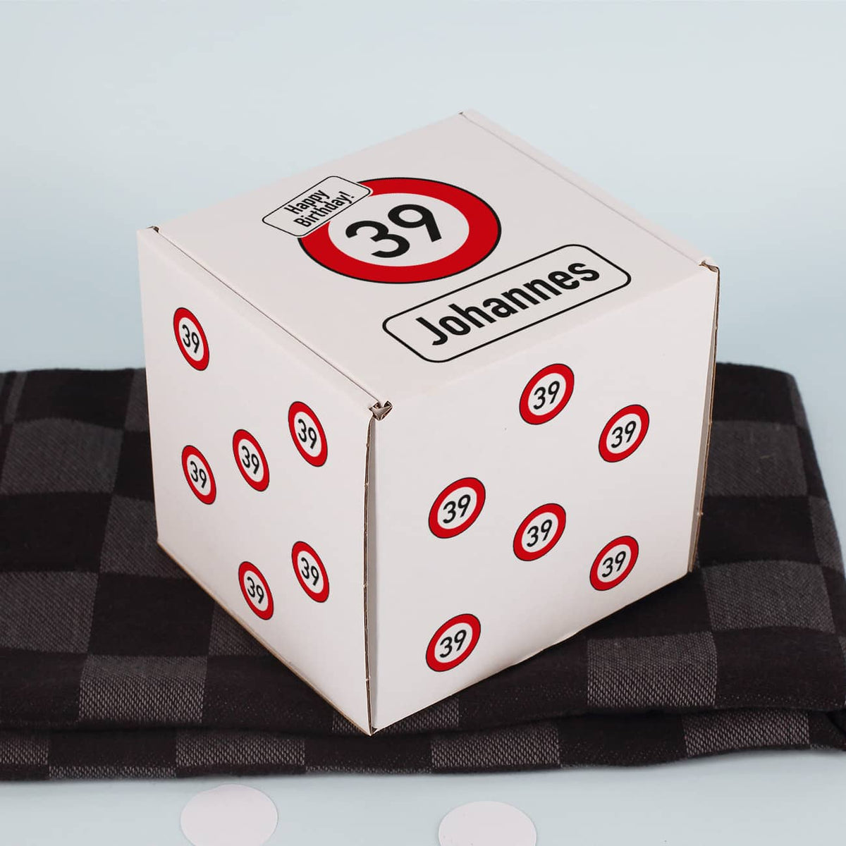 Bedruckte Geschenkbox S mit Verkehrszeichen