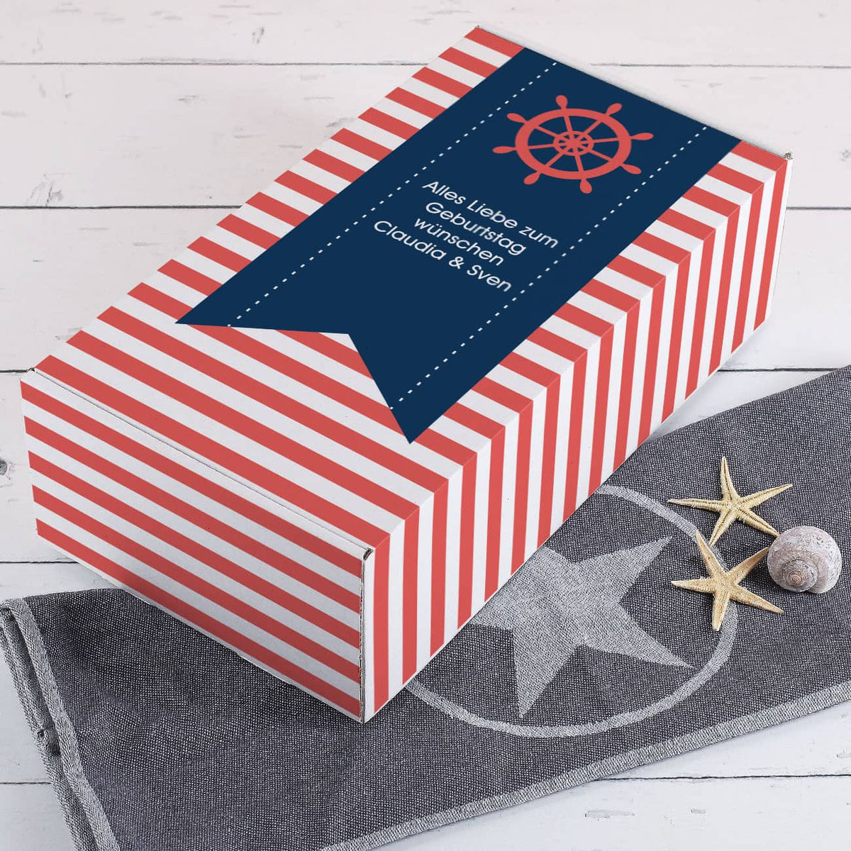 Maritime Geschenkbox mit Aufdruck