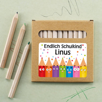 12 Buntstifte als Geschenk zur Einschulung mit Name