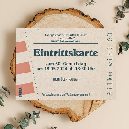 Eintrittskarte zum Geburtstag mit Personalisierung