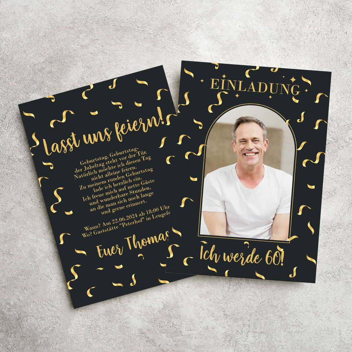 Einladung zum Geburtstag im Postkartenformat beidseitig bedruckt & personalisiert