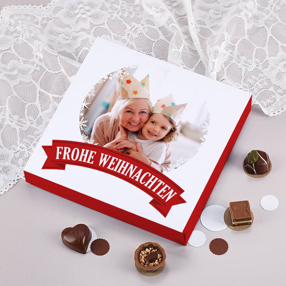 Pralinen von Lindt mit Ihrem Foto auf der Verpackung