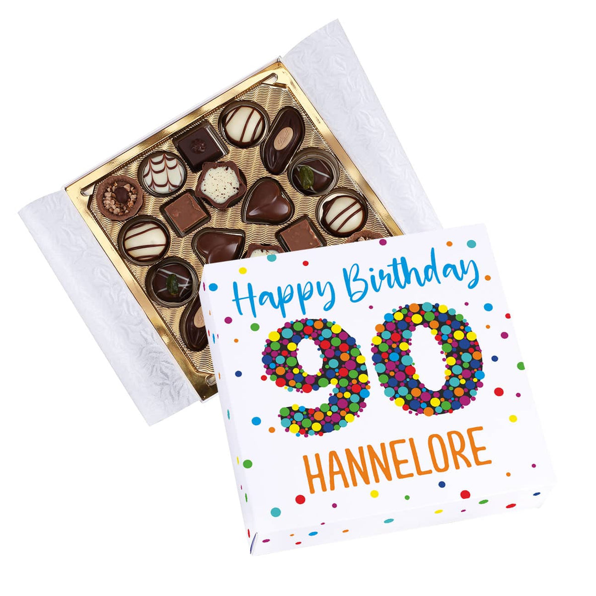 Personalisierte Pralinen zum 90. Geburtstag