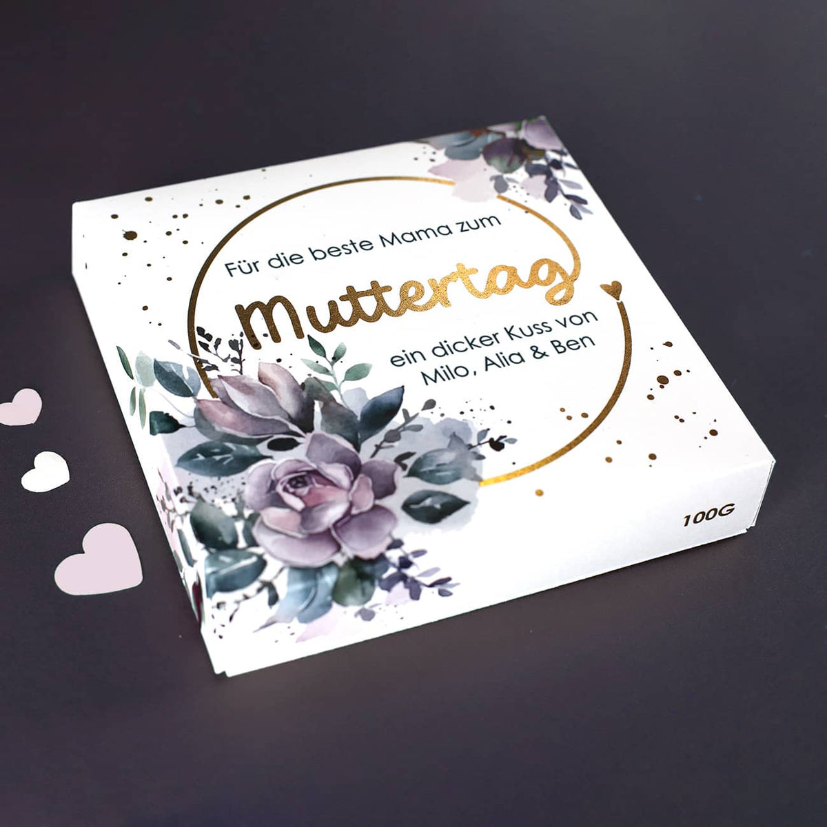 Muttertagsgeschenk - Lindt-Pralinen mit Ihrem Text und Goldfolie veredelt