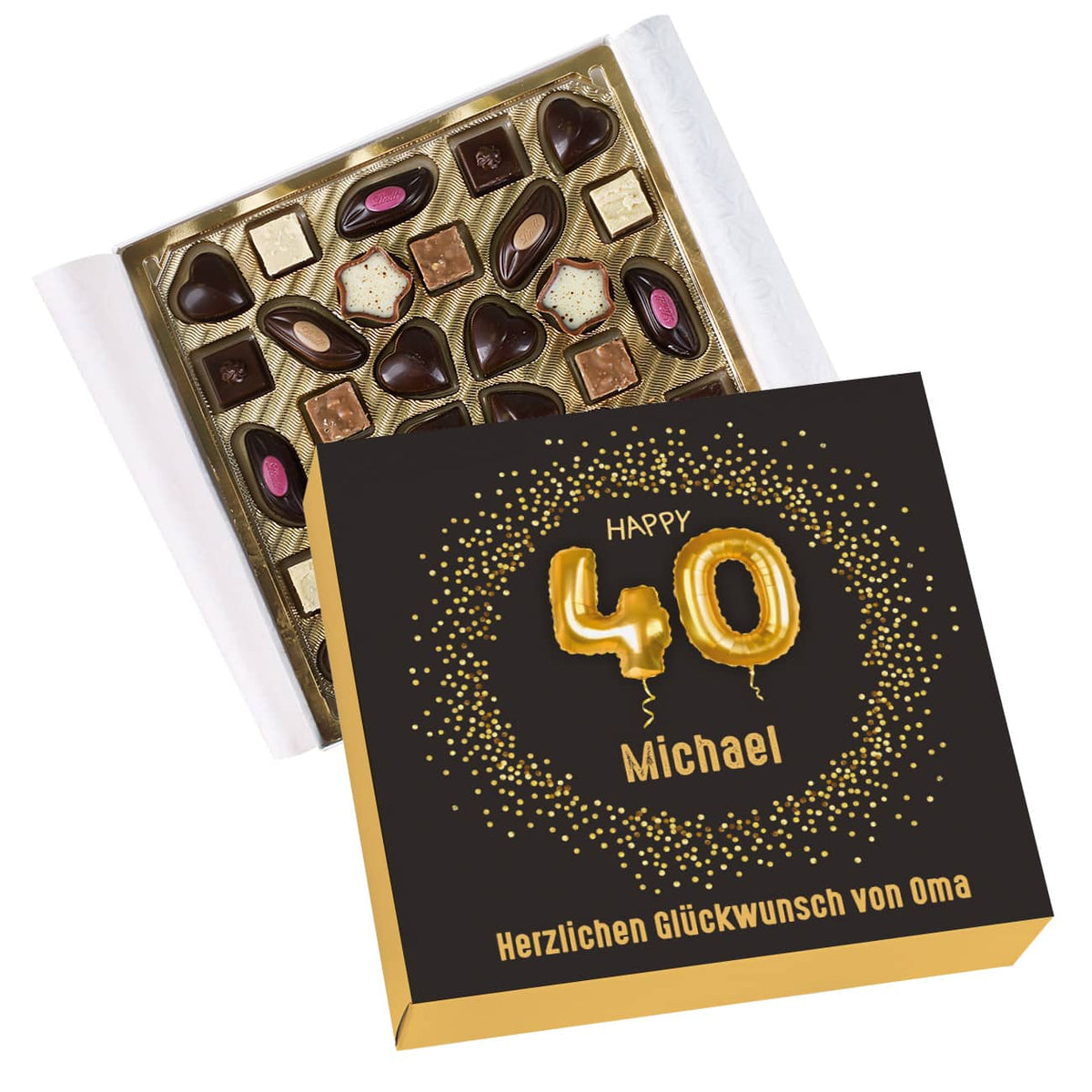 Lindt Pralinen zum 40. Geburtstag mit Name und Wunschtext