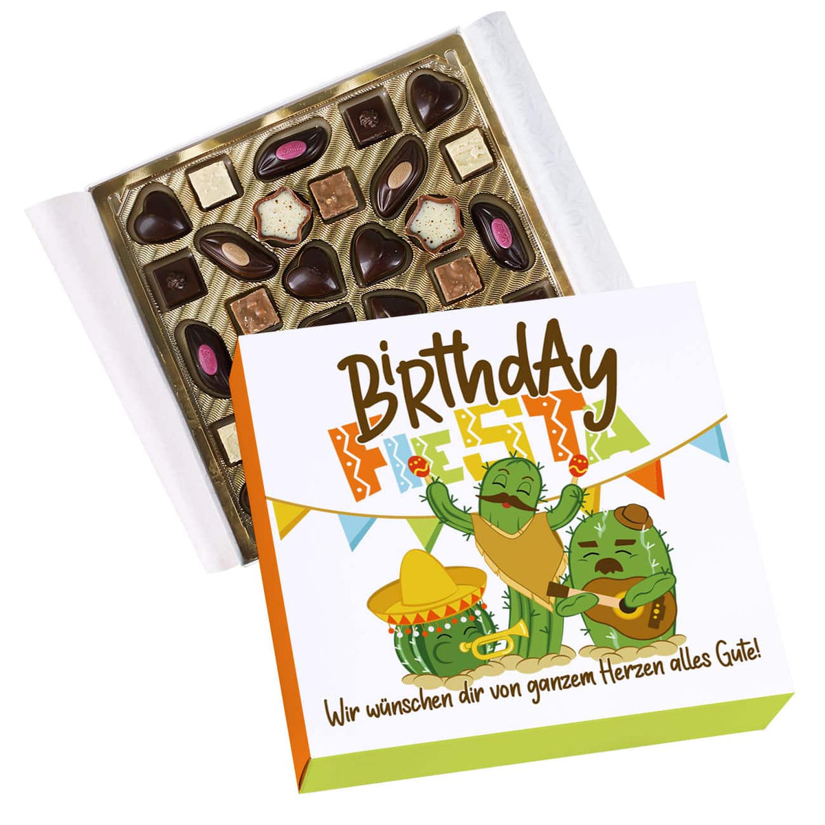 Birthday Fiesta - 32 Lindt Pralinen ohne Alkohol mit Wunschtext personalisiert