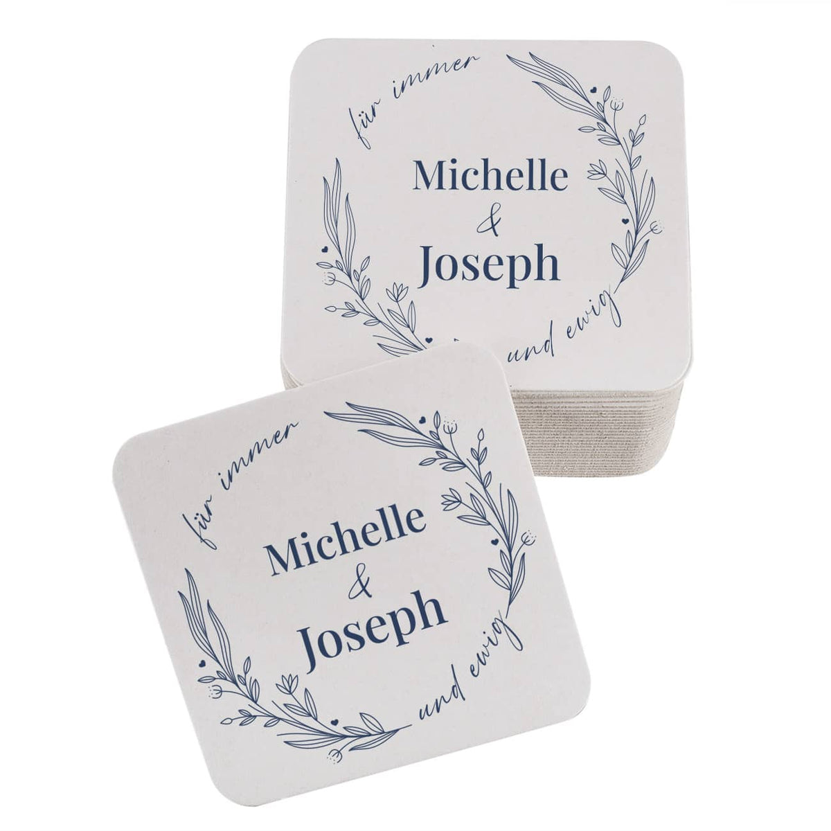 Untersetzer aus Pappe zur Hochzeit mit Personalisierung