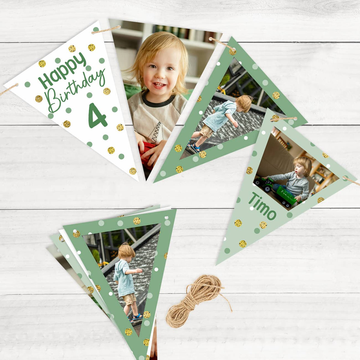 Wimpelkette mit Fotos zum Kindergeburtstag