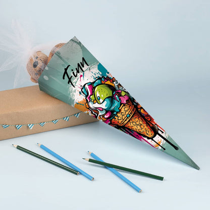 Geschwister - Schultüte mit Eis-Motiv und Name, 28cm