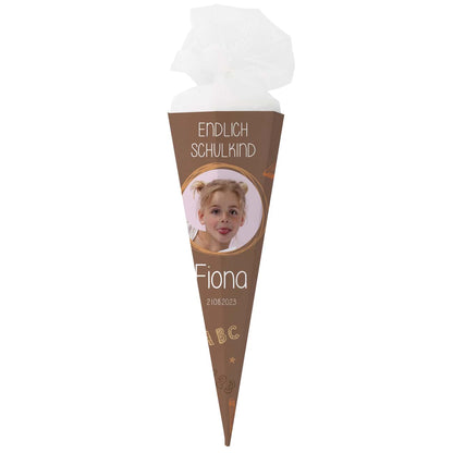 Schultüte in Tafeloptik mit Foto und Name