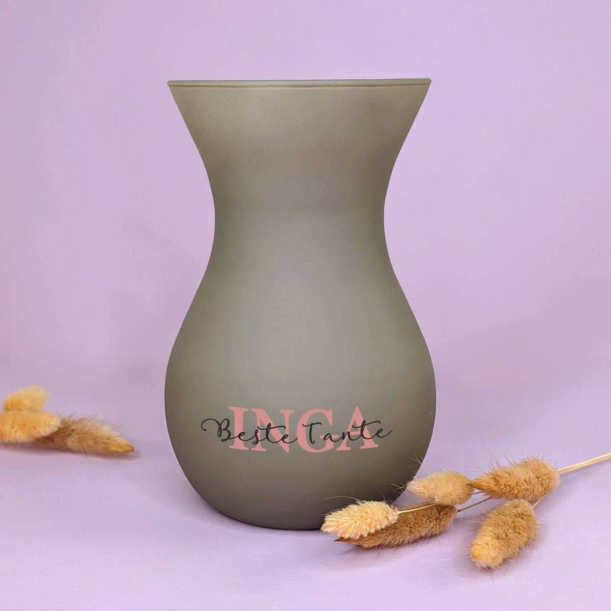 Personalisierte Ritzenhoff-Vase in Braun mit zweizeiligem Wunschtext