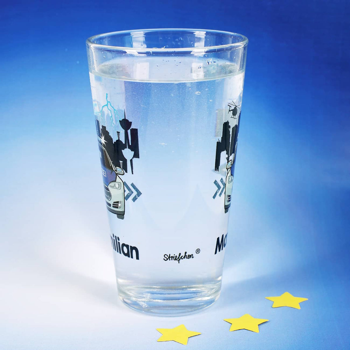 beidseitig bedrucktes Glas mit Wunschname