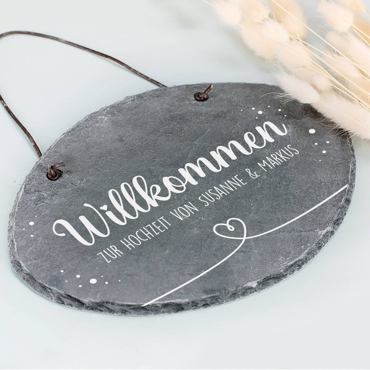 Willkommensschild aus Schiefer