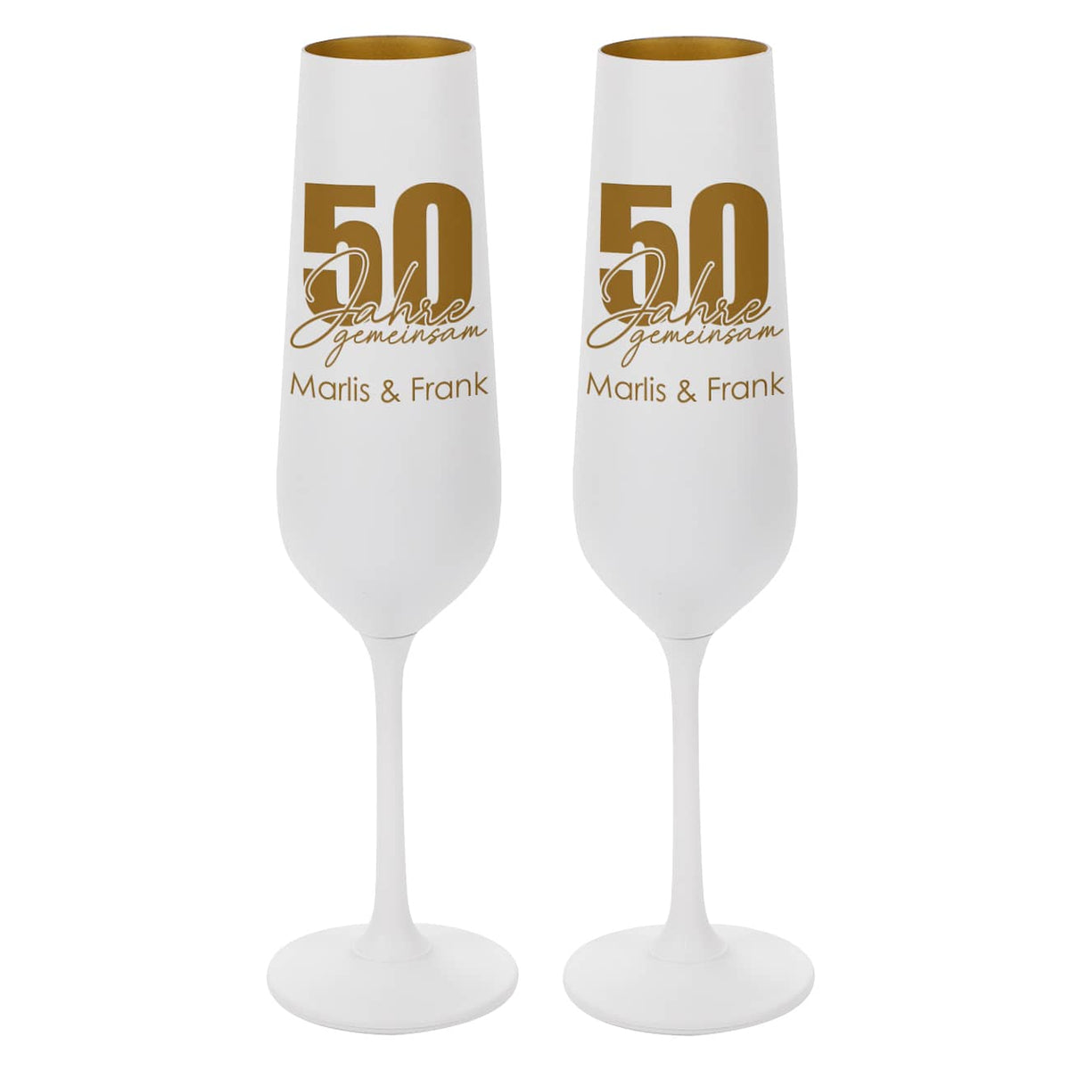 Sektgläser zur Goldhochzeit mit Namensgravur