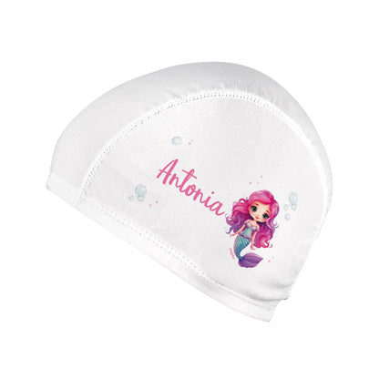 Kinderbadekappe mit Meerjungfrauen-Motiv und Name bedruckt