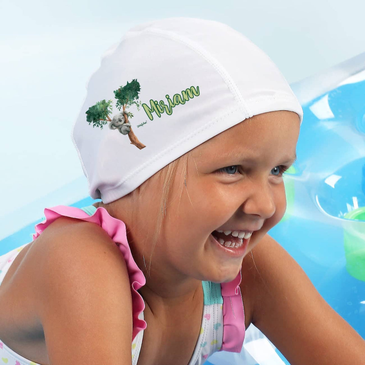 Kinderbadekappe mit Koala-Motiv und Name bedruckt