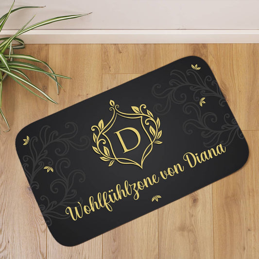 Badematte mit Wappen, Initiale und Wunschtext, 76x45cm