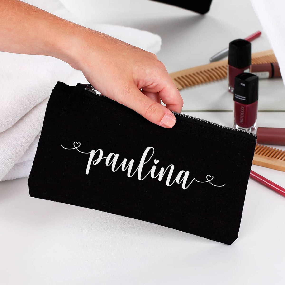 Beautycase in 5 Farben mit Namensaufdruck