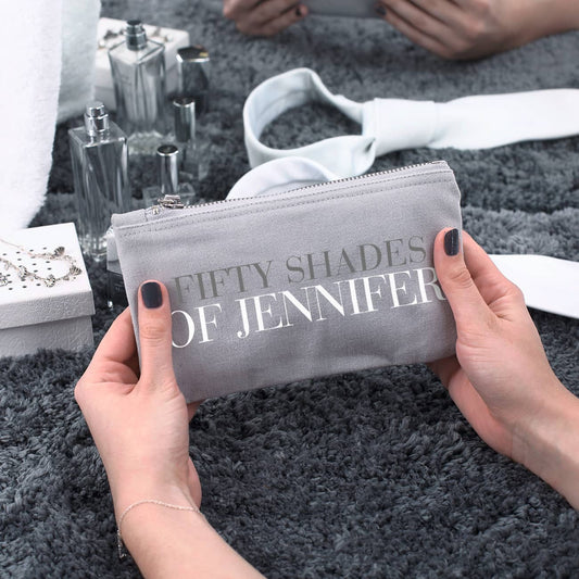 Graues Beautycase klein mit name