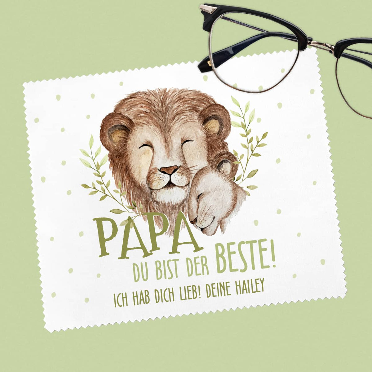 Brillenputztuch für Papa mit personalisiertem Druck