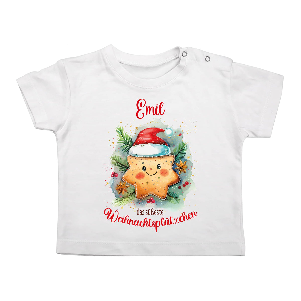 Weihnachtsoutfit für Babys "das süßeste Weihnachtsplätzchen" mit Name bedruckt