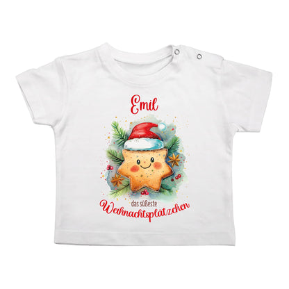 Weihnachtsoutfit für Babys "das süßeste Weihnachtsplätzchen" mit Name bedruckt