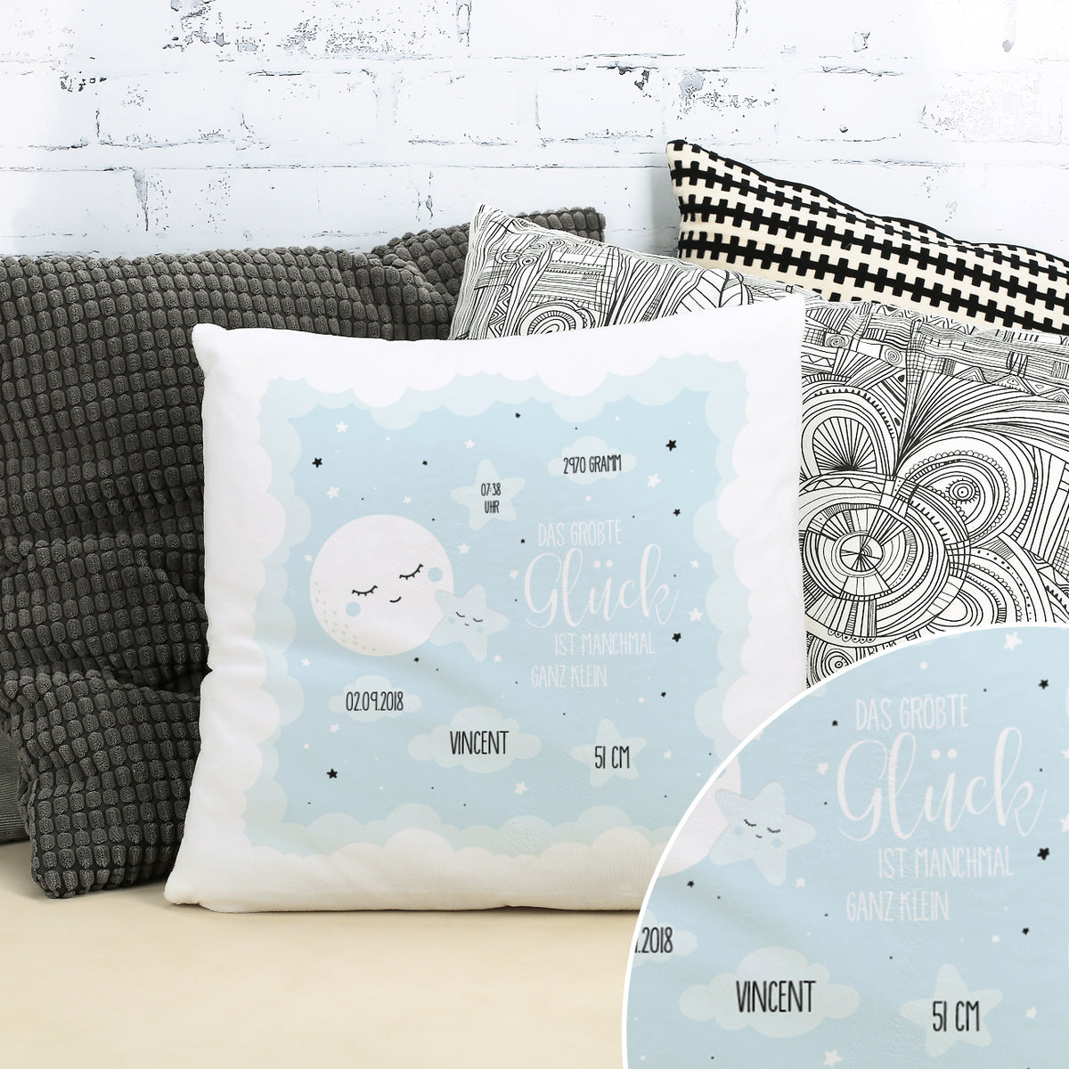 Kuschelkissen zur Geburt für Jungen