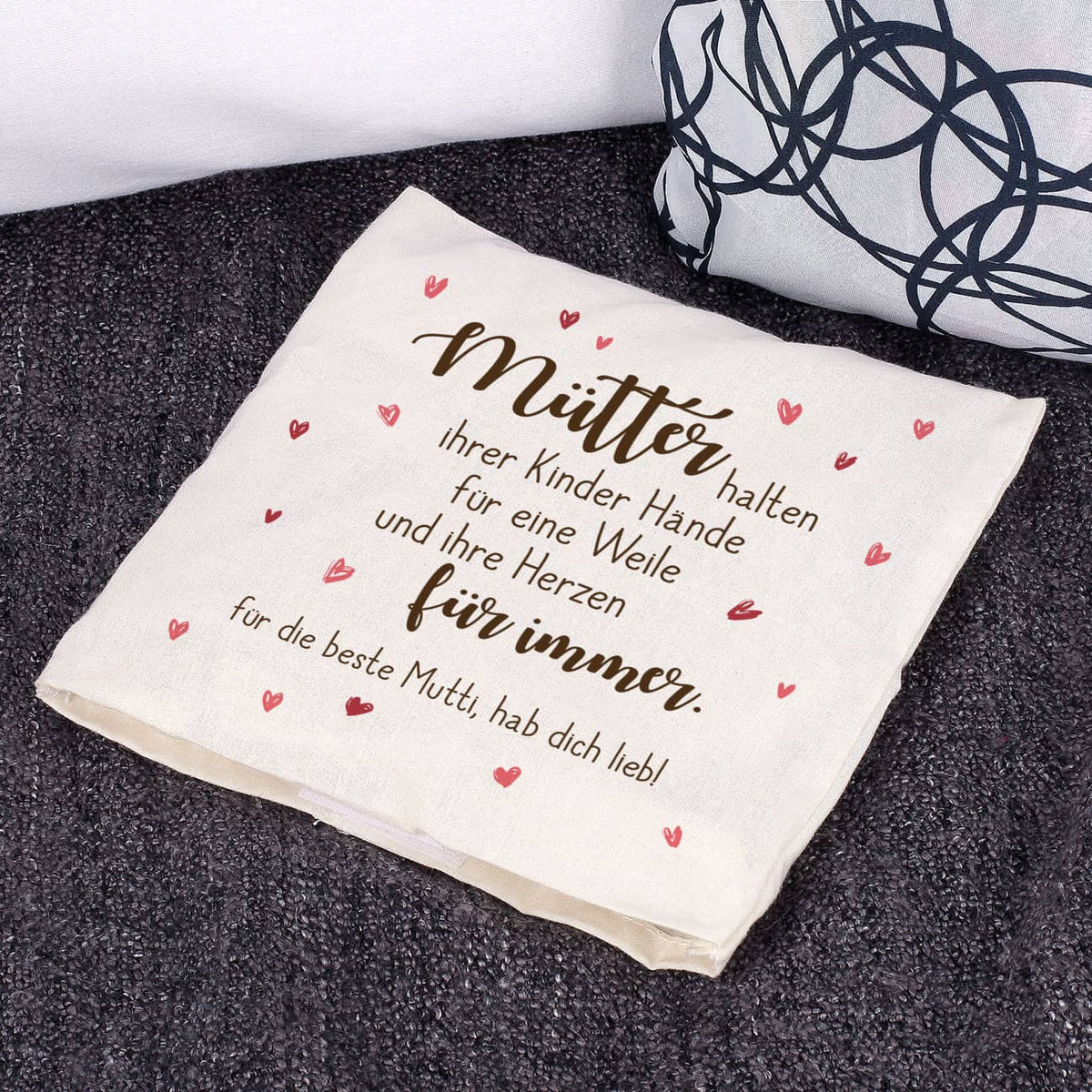 Kirschkernkissen mit Spruch und Wunschtext zum Muttertag