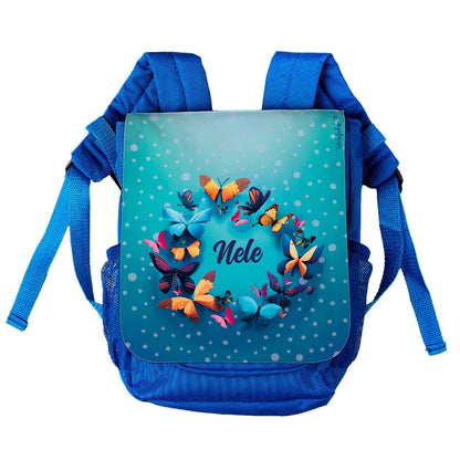 Kleiner Rucksack mit Schmetterlingen und Name