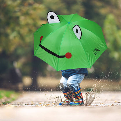 Grüner Frosch Regenschirm für Kinder mit Name personalisiert