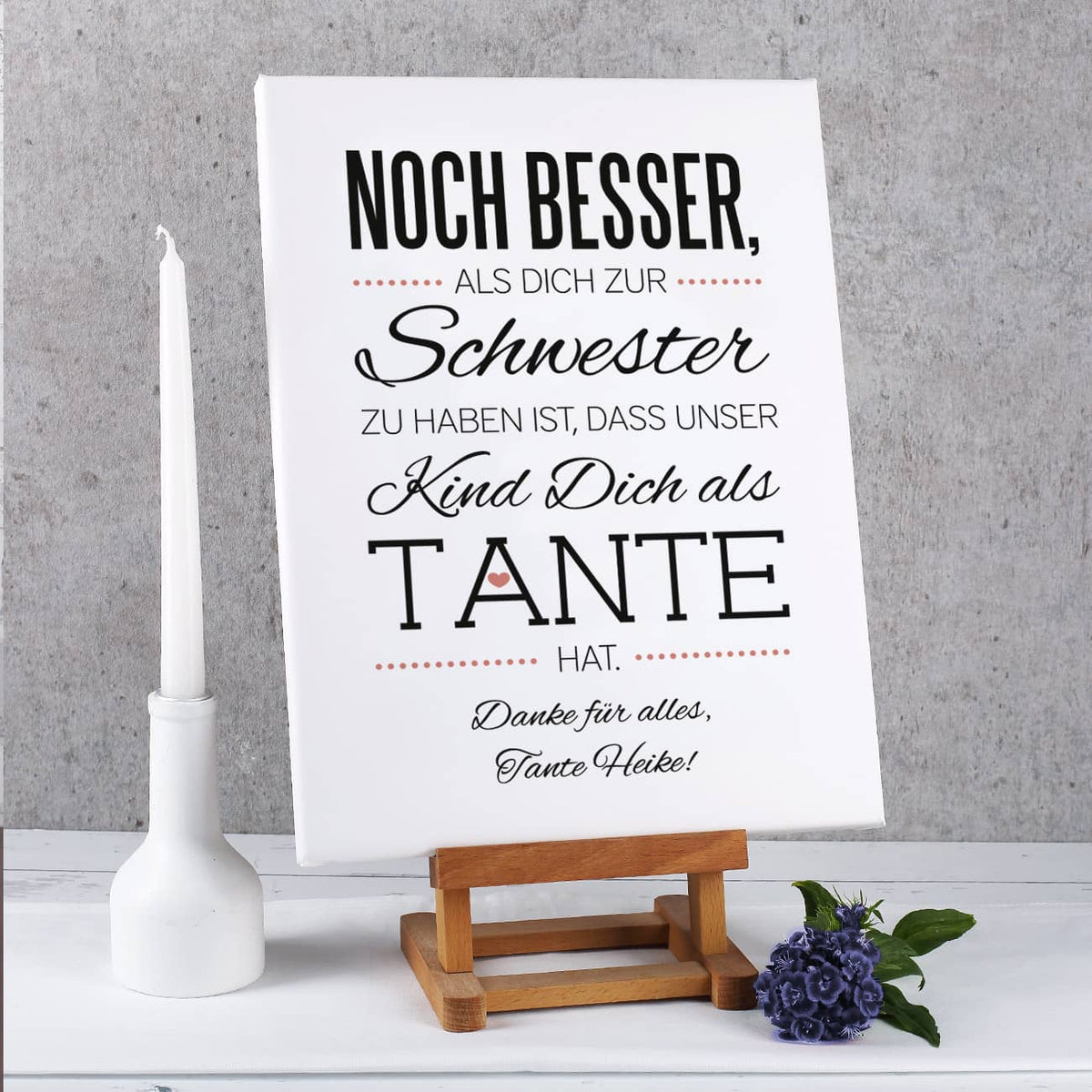 Leinwand Tante mit Spruch und Ihrer Widmung