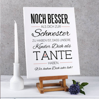 persönliche Leinwand für die Tante mit Spruch und Ihrer Widmung