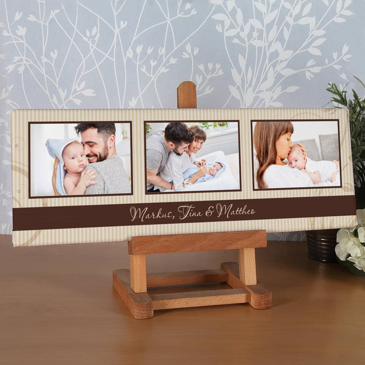 Foto Collage Leinwand mit Wunschtext