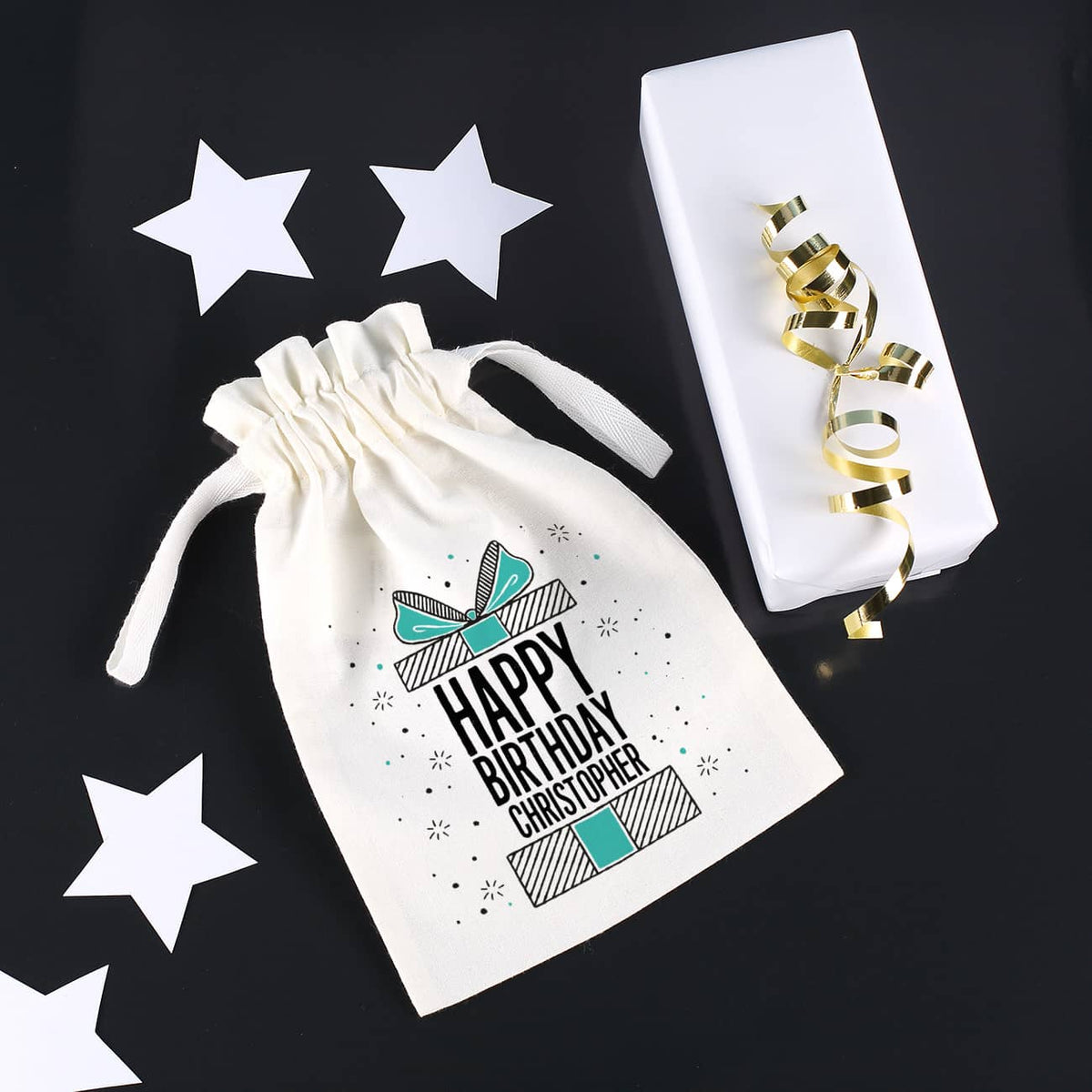 Kleines Geschenksäckchen "Happy Birthday" mit Ihrem Namen