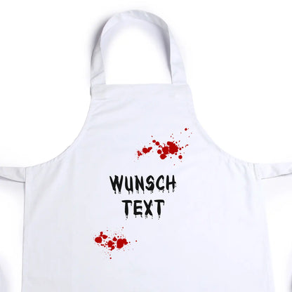 Personalisiertes Halloween-Kostüm | Schürze mit Blutspritzern und Wunschtext | 2 Farben
