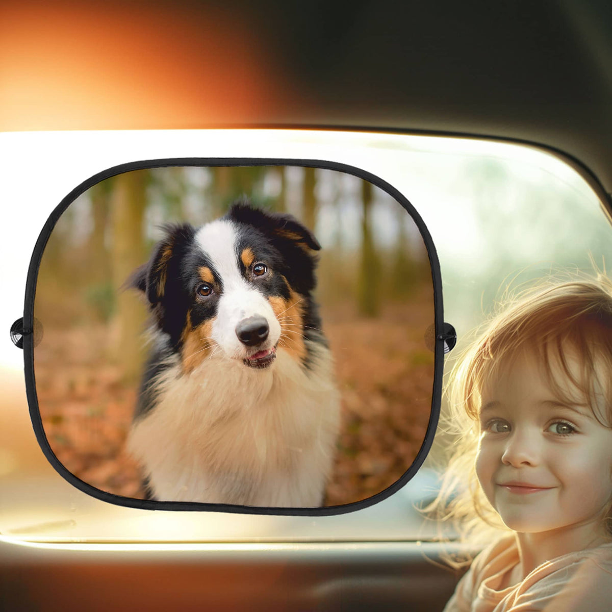 Sonnenschutz für das Autofenster mit persönlichen Foto bedruckt