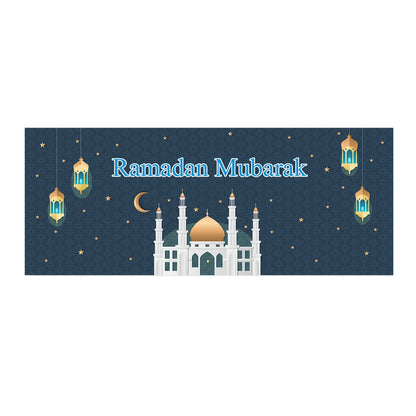 Personalisierter Tischläufer Ramadan Kareem mit Moschee, Mond und Laternen freigestellt