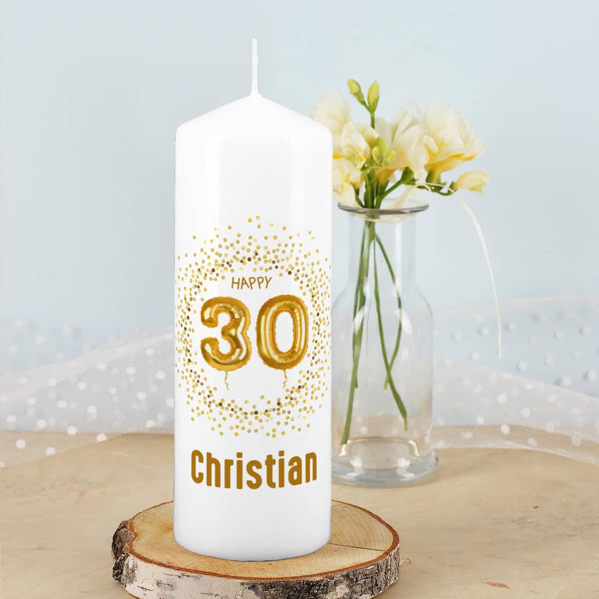 Happy 30 - Kerze mit Name zum Geburtstag