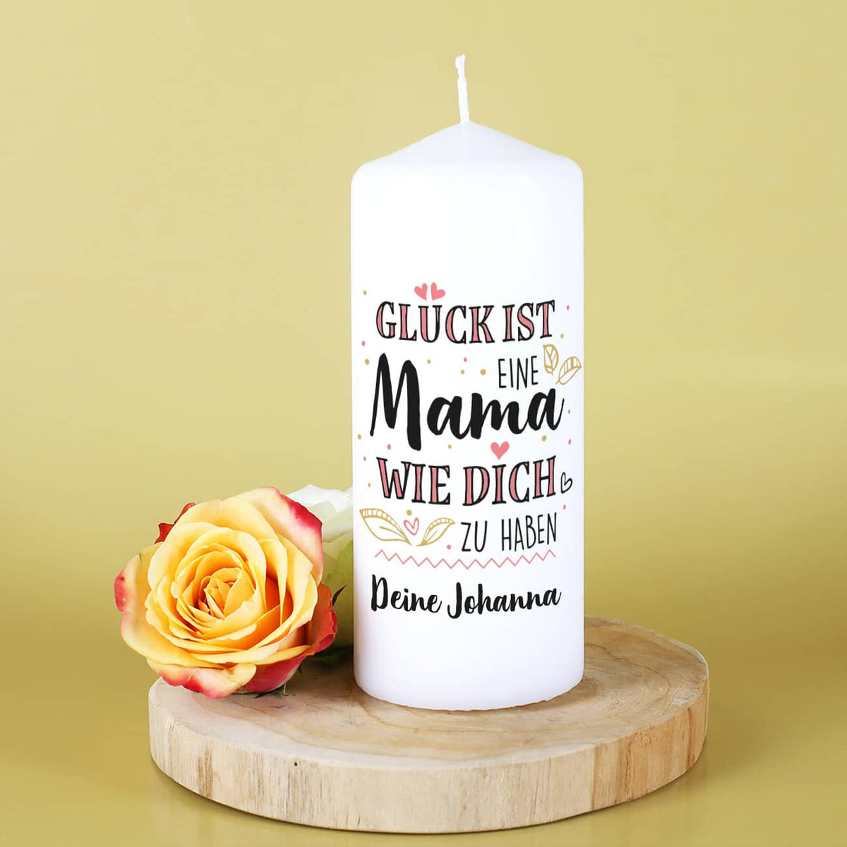 Glück ist, eine Mama wie dich zu haben - Kerze mit Text