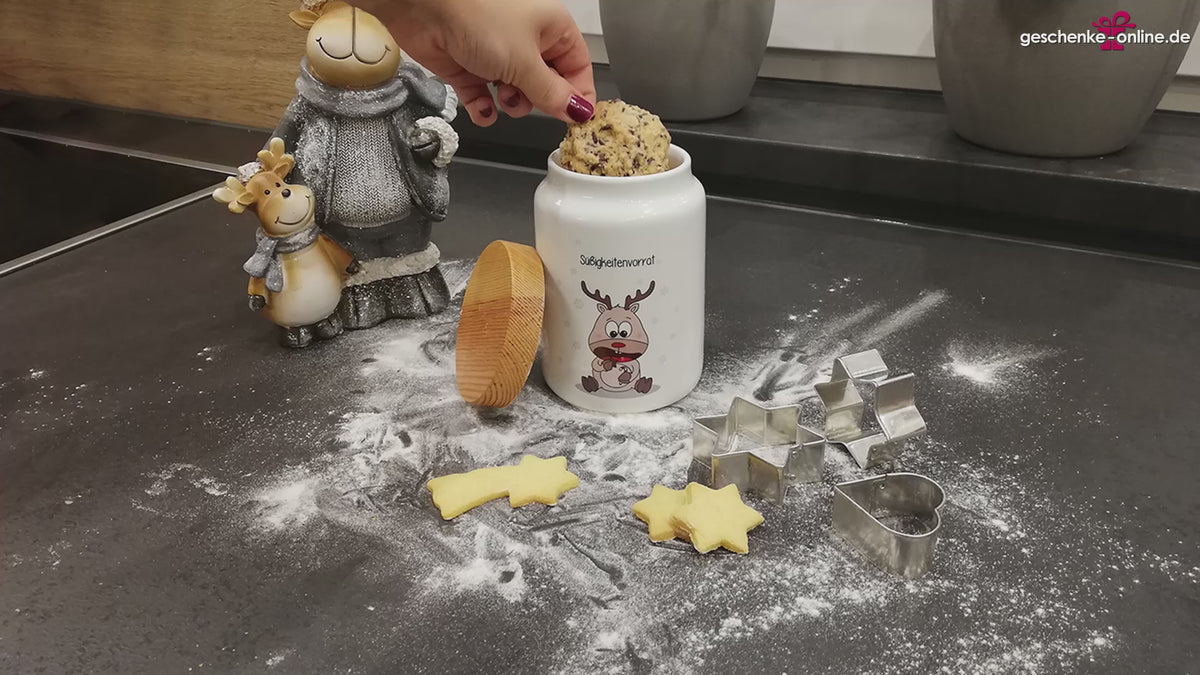 Weihnachtliche Keksdose mit personalisierten Text 