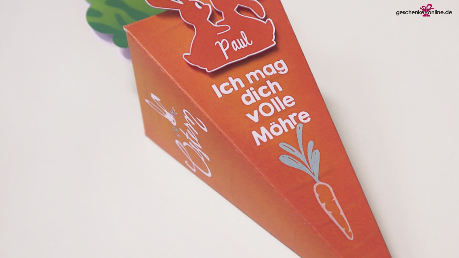 Persönliches Ostergeschenk faltbare Mähre mit Namen und Lindor Kugeln