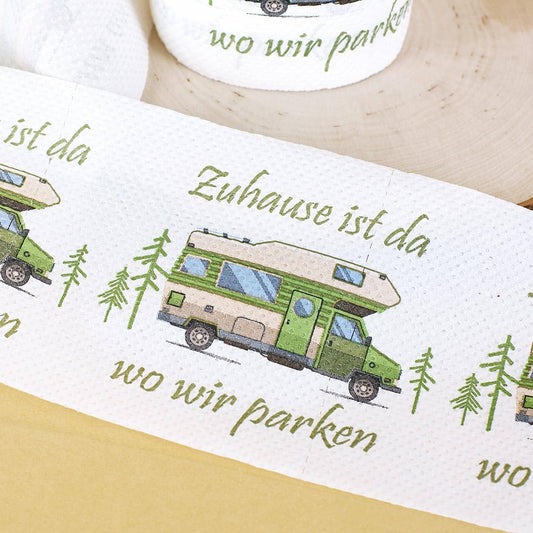Bunt bedrucktes Toilettenpapier für Camper