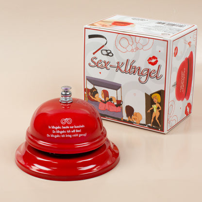 Sex-Klingel mit Verpackung, rote Tischklingel mit Aufdruck für Paare